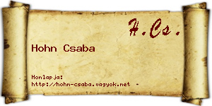 Hohn Csaba névjegykártya